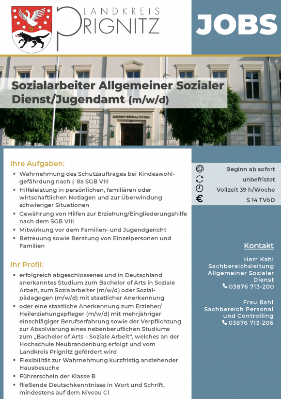 Sozialarbeiter Allgemeiner Sozialer Dienst/Jugendamt (m/w/d) - unbefristet - Seite 1