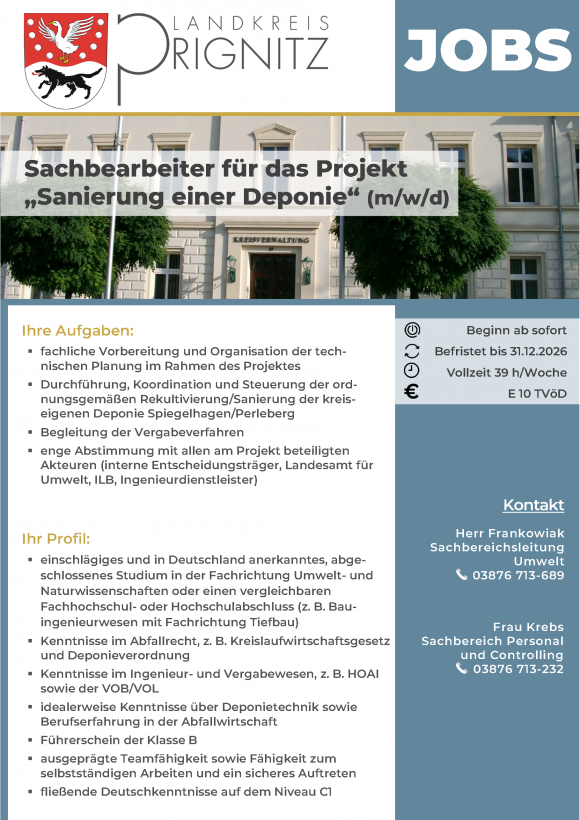 Sachbearbeiter für das Projekt „Sanierung einer Deponie“ (m/w/d) - Seite 1