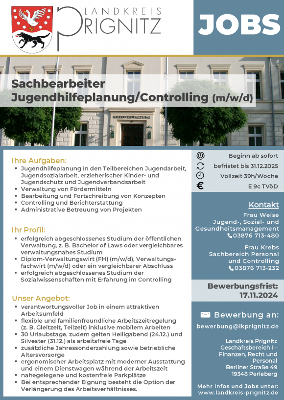 Sachbearbeiter Jugendhilfeplanung/Controlling (m/w/d)