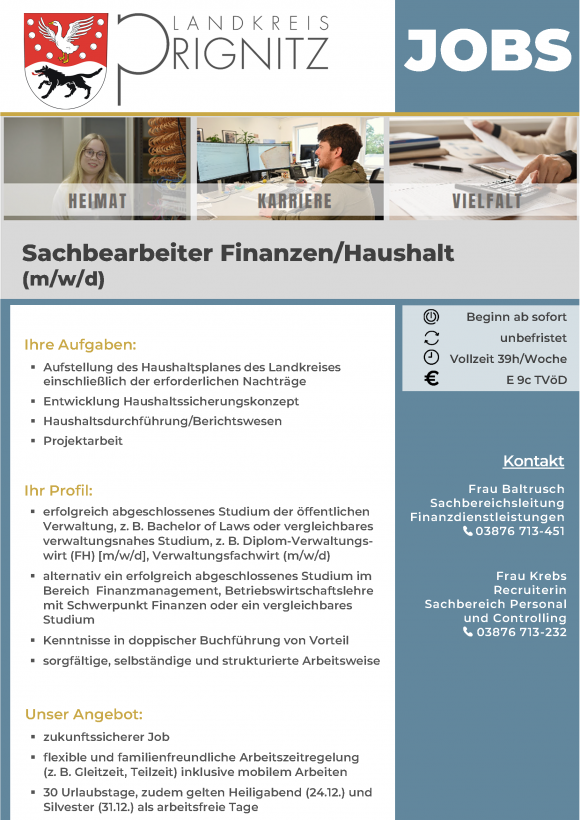 Sachbearbeiter Finanzen/Haushalt (m/w/d) - Seite 1