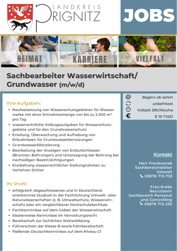 Sachbearbeiter Wasserwirtschaft/ Grundwasser (m/w/d) - Seite 1