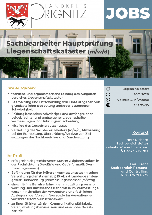 Sachbearbeiter Hauptprüfung Liegenschaftskataster (m/w/d) - Seite 1