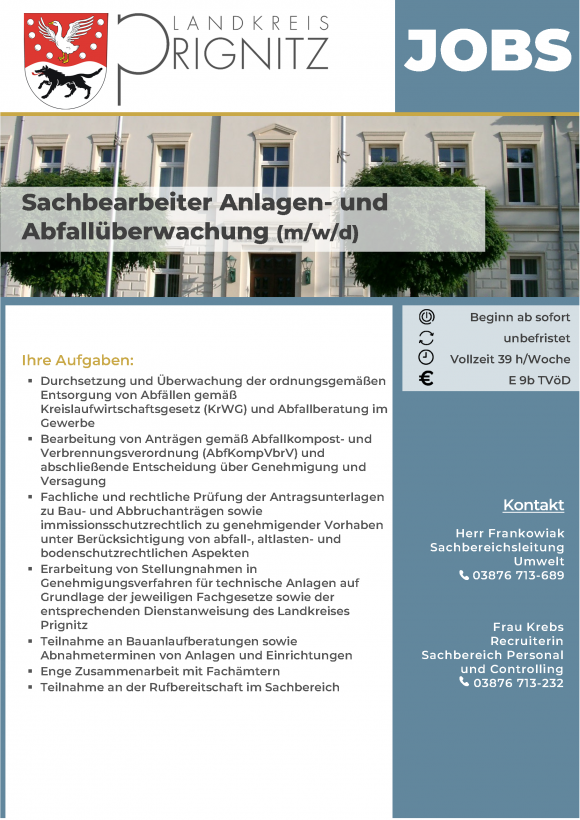 Sachbearbeiter Anlagen- und  Abfallüberwachung (m/w/d) - Seite 1