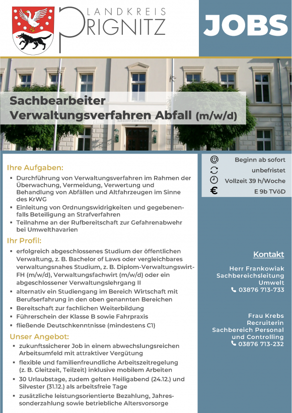 Sachbearbeiter Verwaltungsverfahren Abfall (m/w/d) .- Seite 1