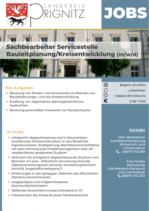 Sachbearbeiter Servicestelle Bauleitplanung/Kreisentwicklung (m/w/d) - Seite 1