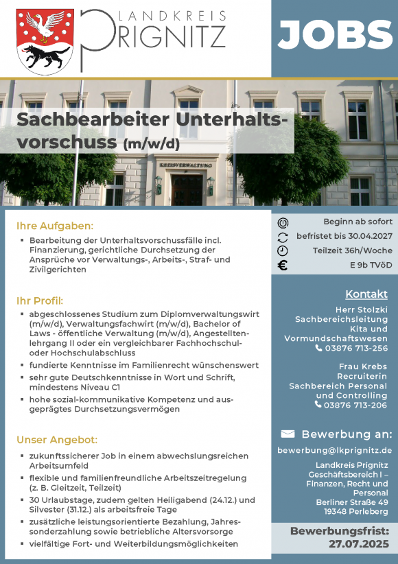 Sachbearbeiter Unterhaltsvorschuss (m/w/d)