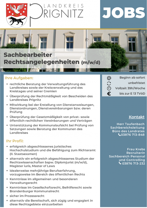 Sachbearbeiter Rechtsangelegenheiten (m/w/d) - Seite 1
