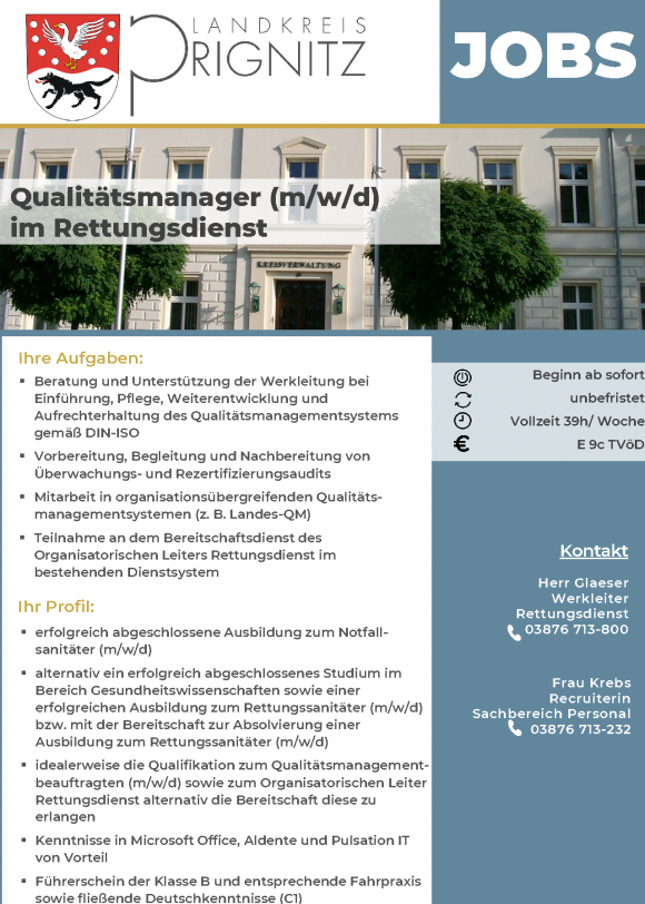 Qualitätsmanager (m/w/d) im Rettungsdienst - Seite 1